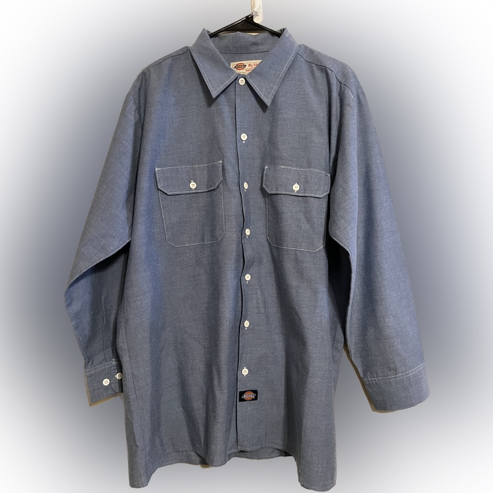 Dickies Authentic Workwear size XL-Tall blue shirt white buttons